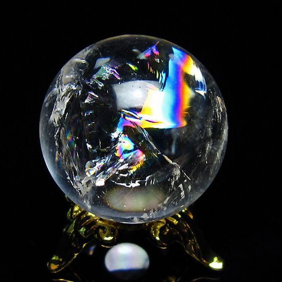 虹入り ヒマラヤ水晶 丸玉 25mm [t317-4652]