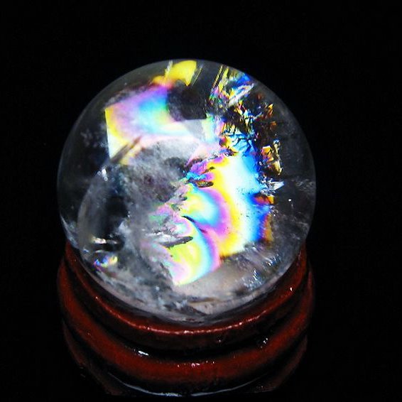 虹入り ヒマラヤ水晶 丸玉 23mm [t317-4866]