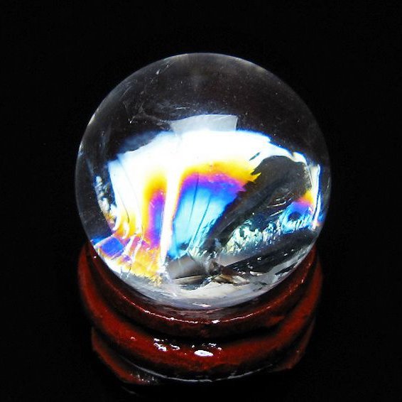 虹入り ヒマラヤ水晶 丸玉 24mm [t317-4896]