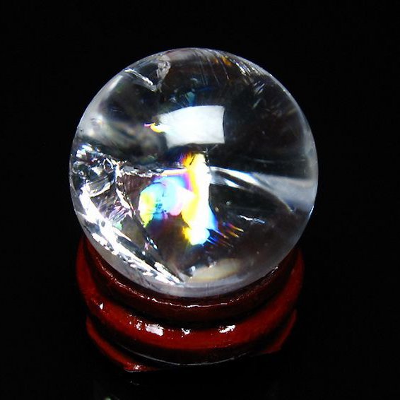 虹入り ヒマラヤ水晶 丸玉 25mm [T317-4918]