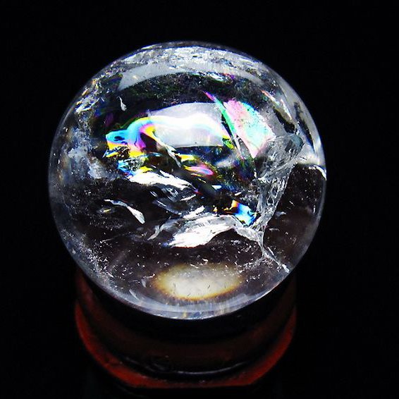 虹入り ヒマラヤ水晶 丸玉 27mm [T317-5120]