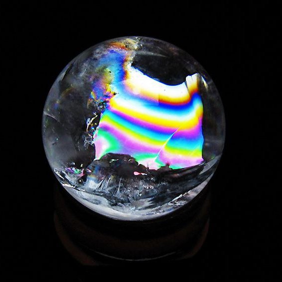 虹入り ヒマラヤ水晶 丸玉 25mm [T317-5161]