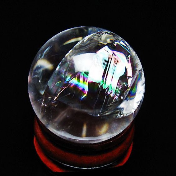 虹入り ヒマラヤ水晶 丸玉 25mm [T317-5175]