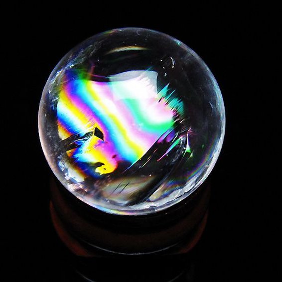 ✳️クラック超ギラギラ☆美煌ハイクオリティ極大玉✨レインボー ヒマラヤ水晶 丸玉 虹入り ヒマラヤ水晶 丸玉 25mm [t317-5182]