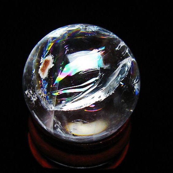 虹入り ヒマラヤ水晶 丸玉 25mm [T317-5185]