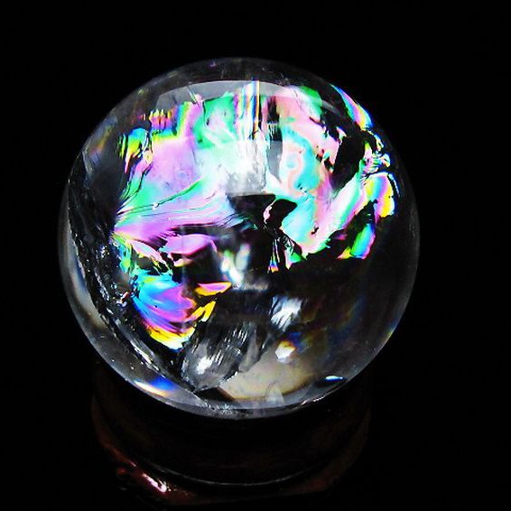 虹入り ヒマラヤ水晶 丸玉 28mm [t317-5213]