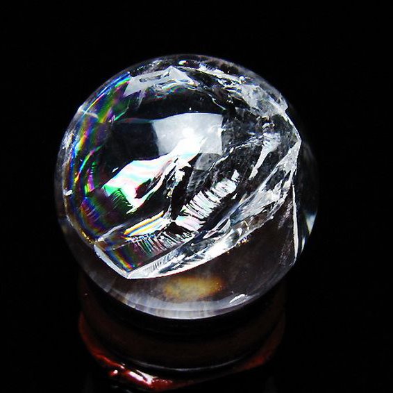 虹入りヒマラヤ水晶丸玉 28mm [t317-5215]