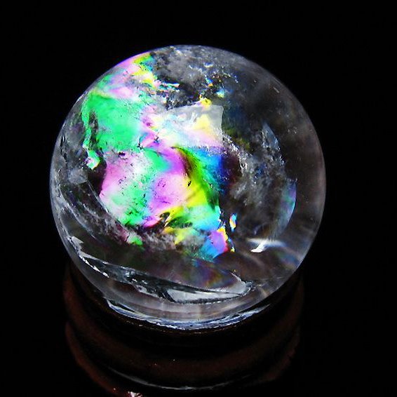 虹入り ヒマラヤ水晶 丸玉 25mm [t317-5317]