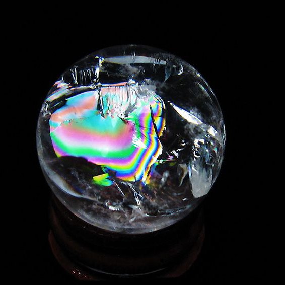 虹入り ヒマラヤ水晶 丸玉 27mm [t317-5340]
