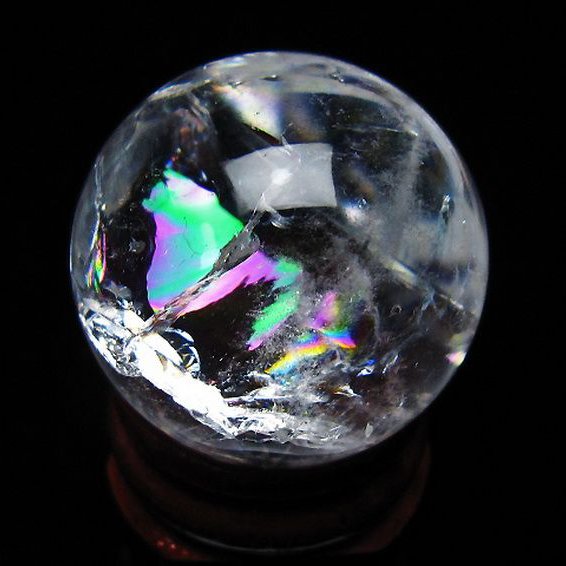 虹入り ヒマラヤ水晶 丸玉 28mm [t317-5341]