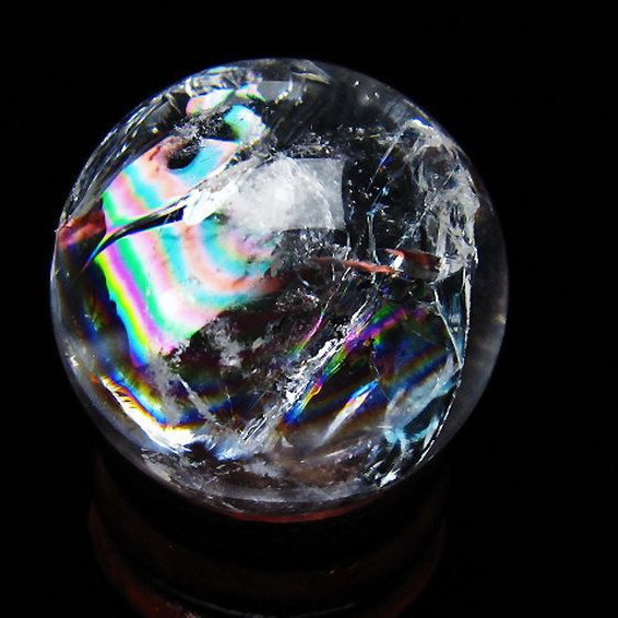 虹入り ヒマラヤ水晶 丸玉 28mm [t317-5381]