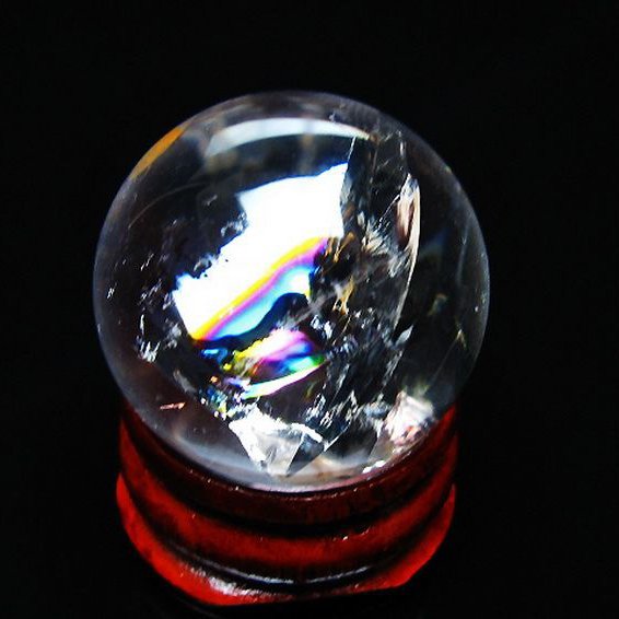 虹入り ヒマラヤ水晶 丸玉 26mm [t317-5391]