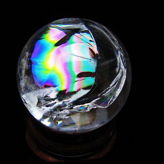 ✨透明度とレインボーの共演✨レインボー ヒマラヤ水晶 水晶 丸玉 天然石 原石 虹入り ヒマラヤ水晶 丸玉 27mm [t317-5413]