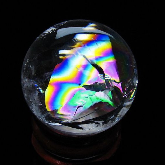 虹入り ヒマラヤ水晶 丸玉 28mm [t317-5419]