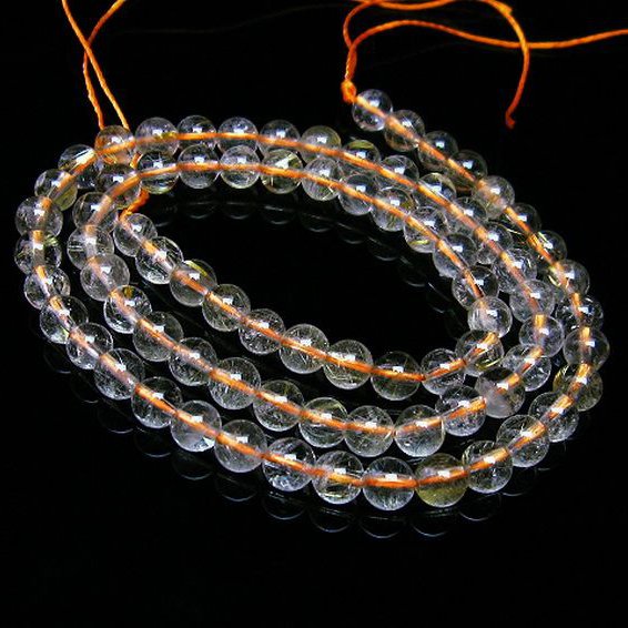 ゴールドタイチンルチル 一連 5mm ビーズ [t320-3286]