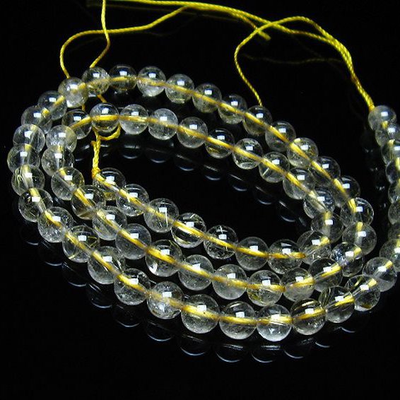 ゴールドタイチンルチル 一連 6mm ビーズ [t320-3511]