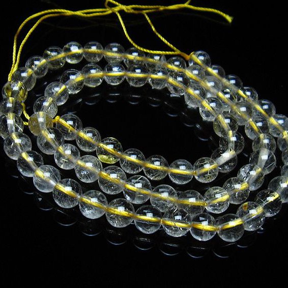 ゴールドタイチンルチル 一連 6mm ビーズ [t320-3512]