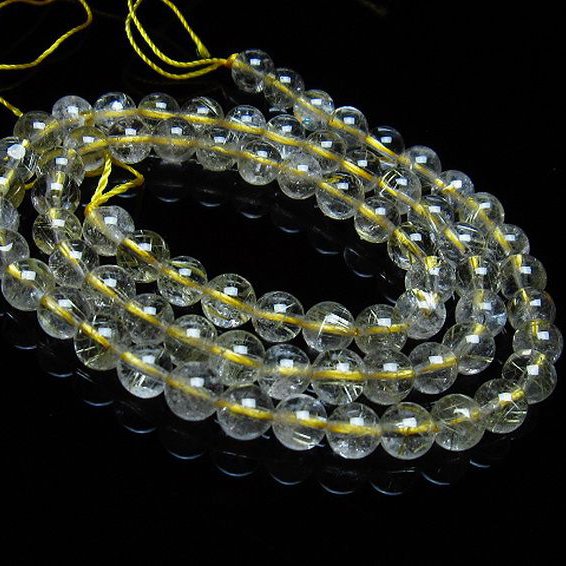 ゴールドタイチンルチル 一連 6mm ビーズ [t320-3523]