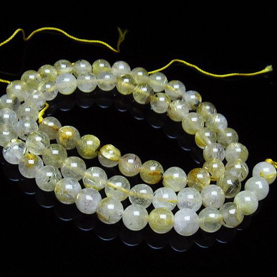 ゴールドタイチンルチル 一連 6mm ビーズ [t320-3547]