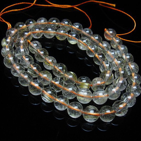 ゴールドタイチンルチル 一連 7mm ビーズ [t320-3605]