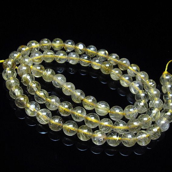 ゴールドタイチンルチル 一連 6mm ビーズ [t320-3615]