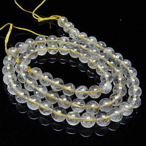 ゴールドタイチンルチル 一連 6mm ビーズ [t320-3678]