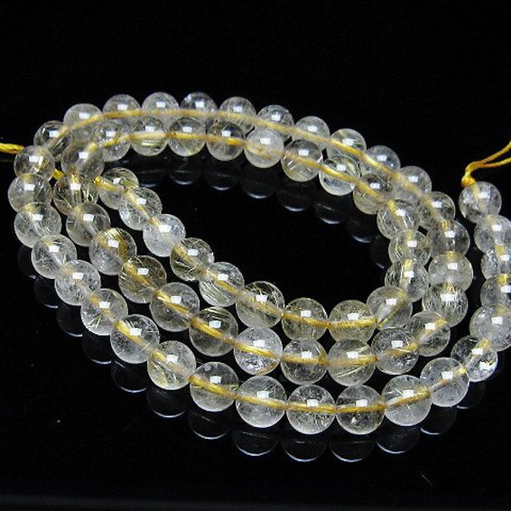 ゴールドタイチンルチル 一連 6mm ビーズ [t320-3681]