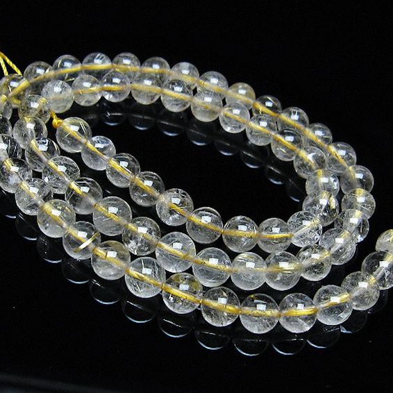 ゴールドタイチンルチル 一連 6mm ビーズ [t320-3685]