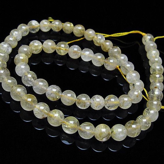 ゴールドタイチンルチル 一連 7mm ビーズ [t320-3704]