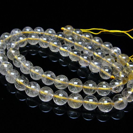 ゴールドタイチンルチル 一連 7mm ビーズ [t320-3763]