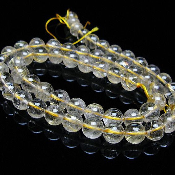 ゴールドタイチンルチル 一連 7mm ビーズ [t320-3764]