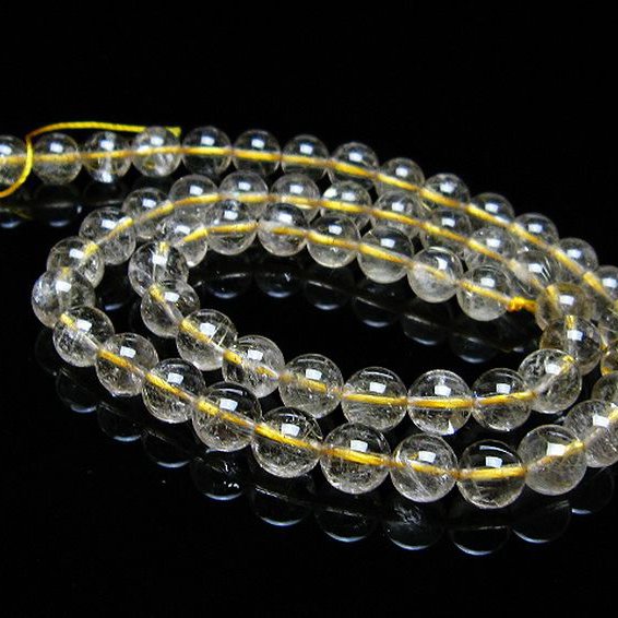 ゴールドタイチンルチル 一連 7mm ビーズ [t320-3766]