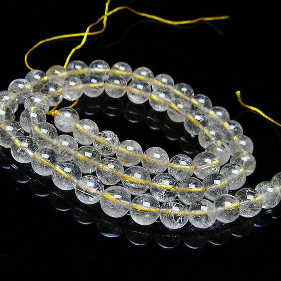 ゴールドタイチンルチル 一連 7mm ビーズ [t320-3767]