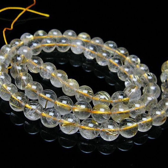 ゴールドタイチンルチル 一連 7mm ビーズ [t320-3774]