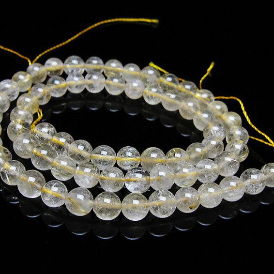 ゴールドタイチンルチル 一連 6mm ビーズ [t320-3782]