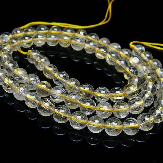 ゴールドタイチンルチル 一連 6mm ビーズ [t320-3790]