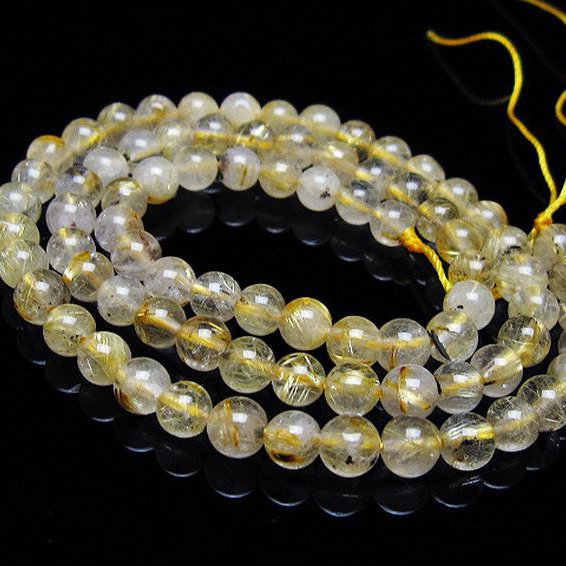 ゴールドタイチンルチル 一連 5mm ビーズ [t320-3800]