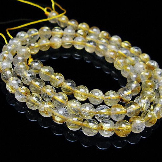 ゴールドタイチンルチル 一連 5mm ビーズ [t320-3801]