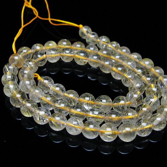 ゴールドタイチンルチル 一連 6mm ビーズ [t320-3819]