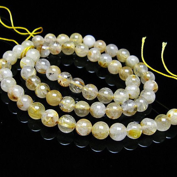 ゴールドタイチンルチル 一連 7mm ビーズ [t320-3833]