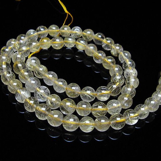 ゴールドタイチンルチル 一連 6mm ビーズ [t320-3874]