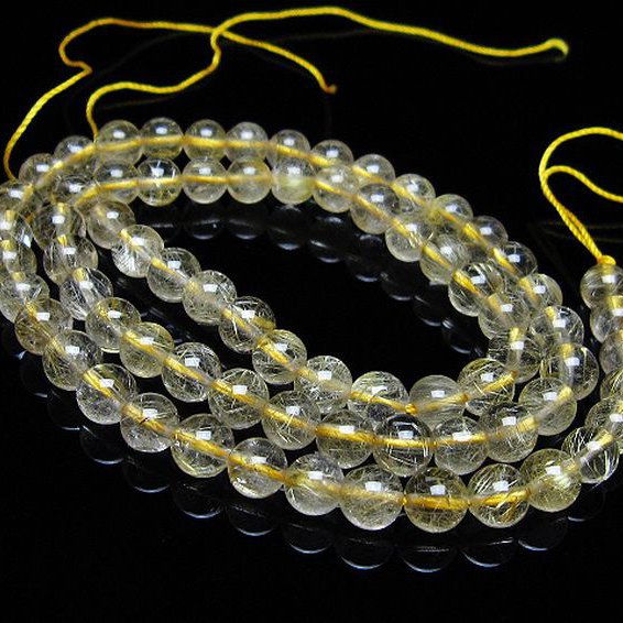 ゴールドタイチンルチル 一連 6mm ビーズ [t320-3876]