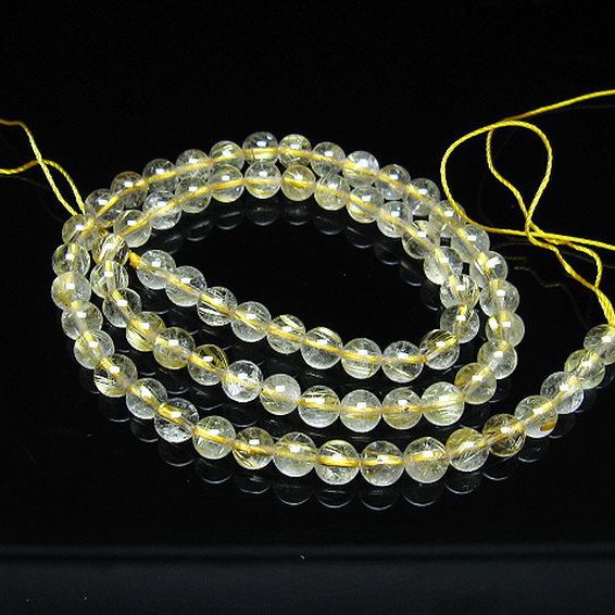 ゴールドタイチンルチル 一連 6mm ビーズ [t320-4138]