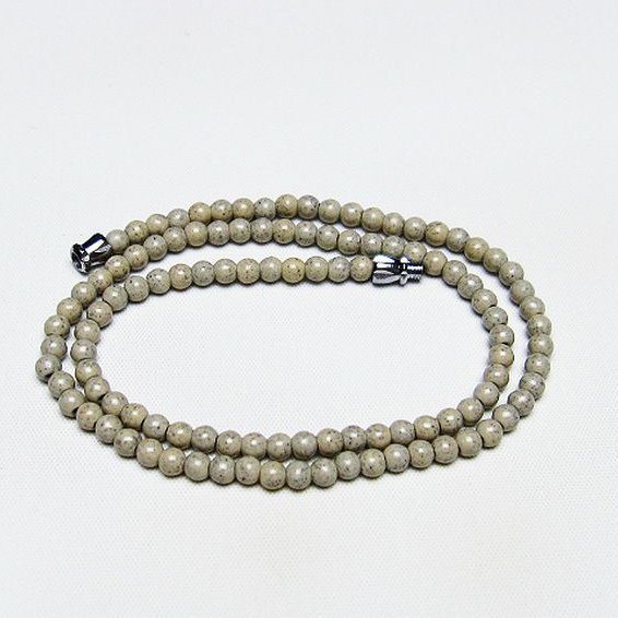 台湾産 北投石 天然ラジウム効果 ネックレス 4mm [T323-3067]