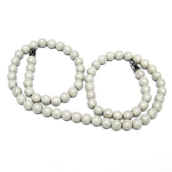 台湾産 北投石 天然ラジウム効果 ネックレス 6mm [t323-3117]