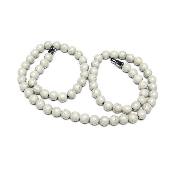 台湾産 北投石 天然ラジウム効果 ネックレス 6mm [t323-3121]