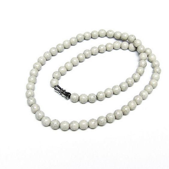 台湾産 北投石 天然ラジウム効果 ネックレス 6mm [t323-3171]