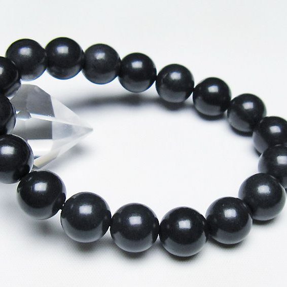 北海道上ノ国町産 ブラックシリカ ブレスレット 12mm [T325-5115]