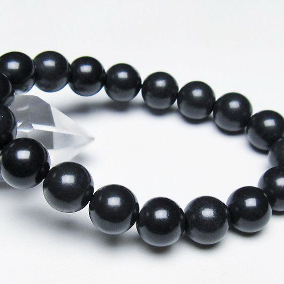 北海道上ノ国町産 ブラックシリカ ブレスレット 12mm [T325-5122]