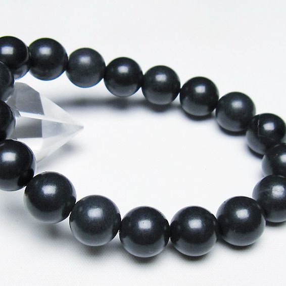北海道上ノ国町産 ブラックシリカ ブレスレット 12mm [T325-5125]